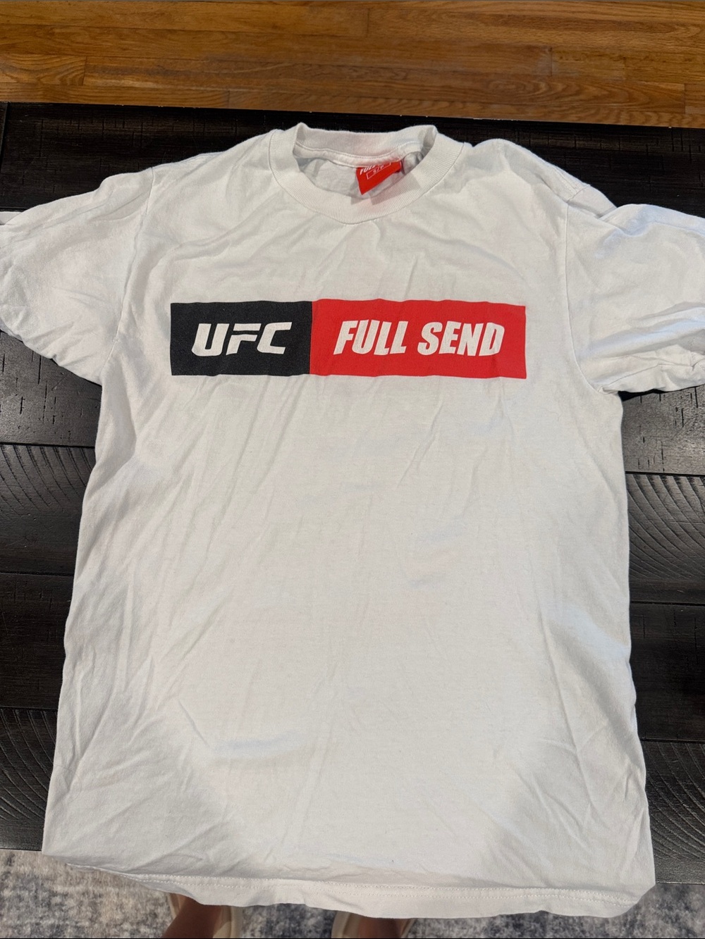 UFC White Tee with Black & Red Full Send Graphic